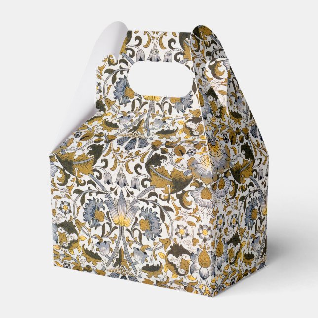 William Morris Lodden Floral Pattern: Blue Gold  Favor Box (Front Side)