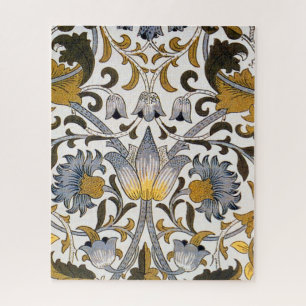William Morris Lodden Floral Pattern: Blue Gold  Jigsaw Puzzle