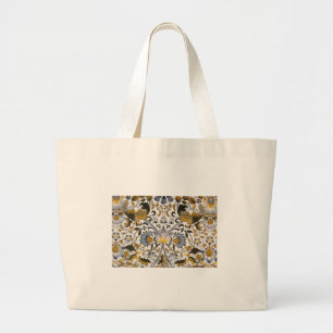 William Morris Lodden Floral Pattern: Blue Gold  Large Tote Bag