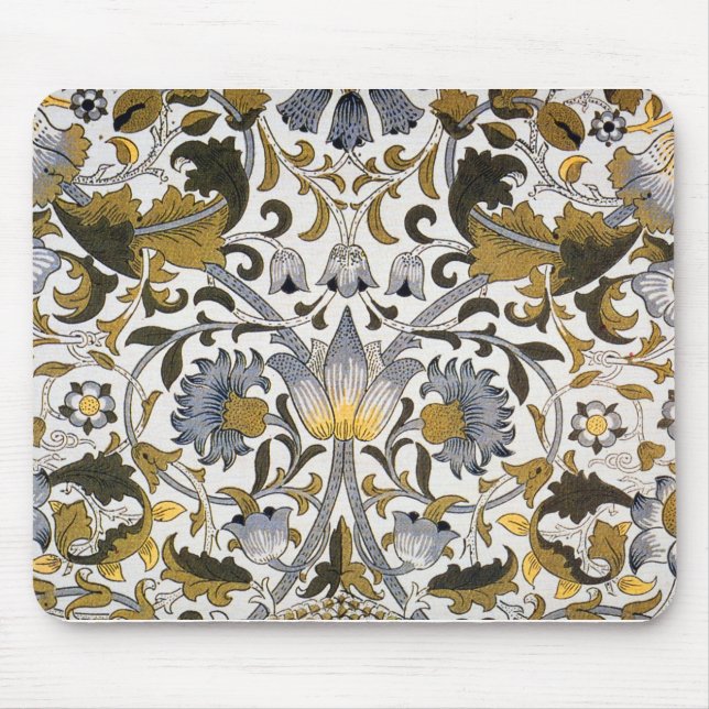 William Morris Lodden Floral Pattern: Blue Gold  Mouse Pad (Front)