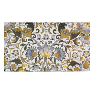 William Morris Lodden Floral Pattern: Blue Gold Name Tag
