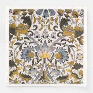 William Morris Lodden Floral Pattern: Blue Gold Napkin
