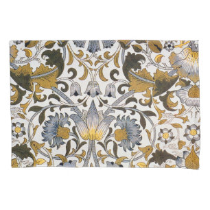 William Morris Lodden Floral Pattern: Blue Gold  Pillowcase