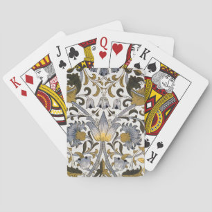 William Morris Lodden Floral Pattern: Blue Gold  Playing Cards