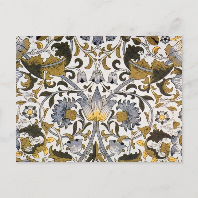 William Morris Lodden Floral Pattern: Blue Gold  Postcard (Front)