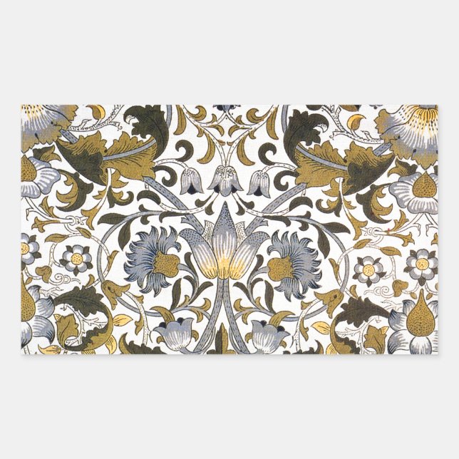 William Morris Lodden Floral Pattern: Blue Gold  Sticker (Front)