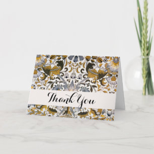 William Morris Lodden Floral Pattern: Blue Gold Thank You Card