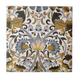 William Morris Lodden Floral Pattern: Blue Gold Tile