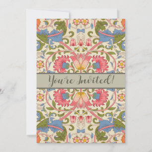 William Morris Lodden Floral Pattern Pastel  Invitation
