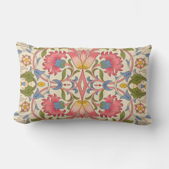 William Morris Lodden Floral Pattern Pastel  Lumbar Pillow (Front)