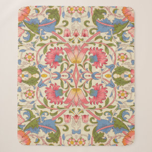 William Morris Lodden Floral Pattern Pastel  Sherpa Blanket