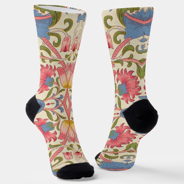 William Morris Lodden Floral Pattern Pastel  Socks (Angled)