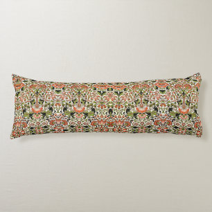 William Morris Lodden Flowers Foliage Green Pink Body Pillow