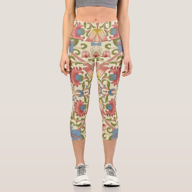 William Morris Loddon Blossom Floral Patterns Capri Leggings (Front)