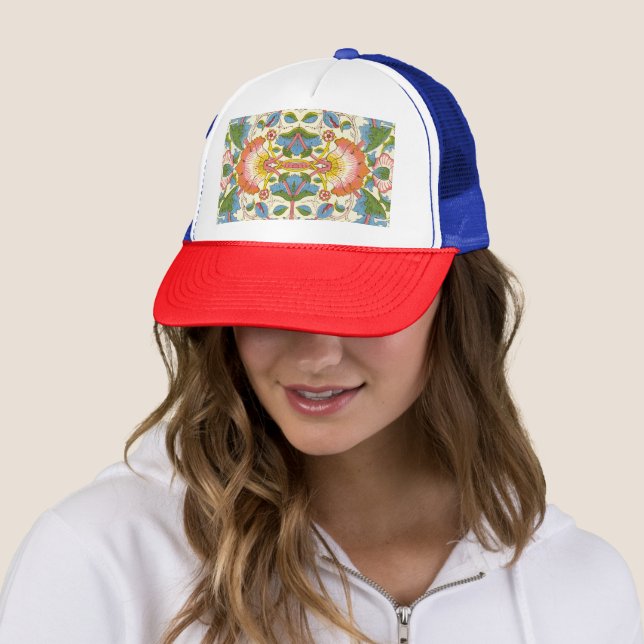 William Morris Loddon Blossom Floral Patterns Trucker Hat (In Situ)