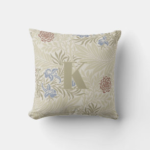 William Morris Lt Blue & Rust Larkspur Pattern Throw Pillow