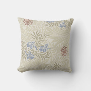 William Morris Lt Blue & Rust Larkspur Pattern Throw Pillow