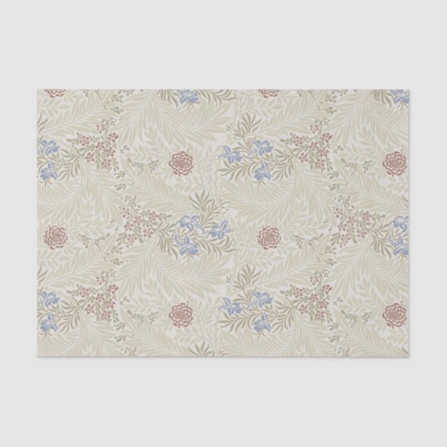 William Morris Lt Blue & Rust Larkspur Pattern Tissue Paper (Front)