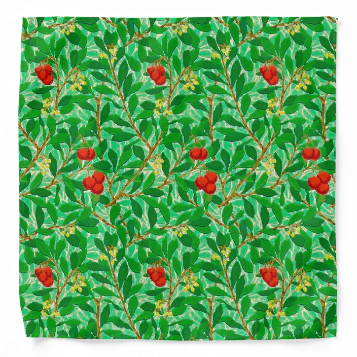 William Morris Lychee Tree Pattern, Light Green Bandana ...