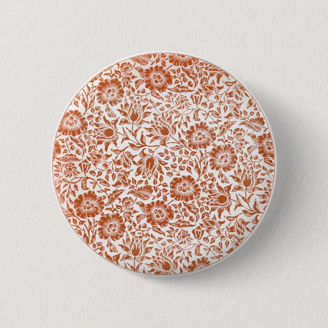 William Morris Mallow Floral Wallpaper Design 2 Inch Round Button (Front)