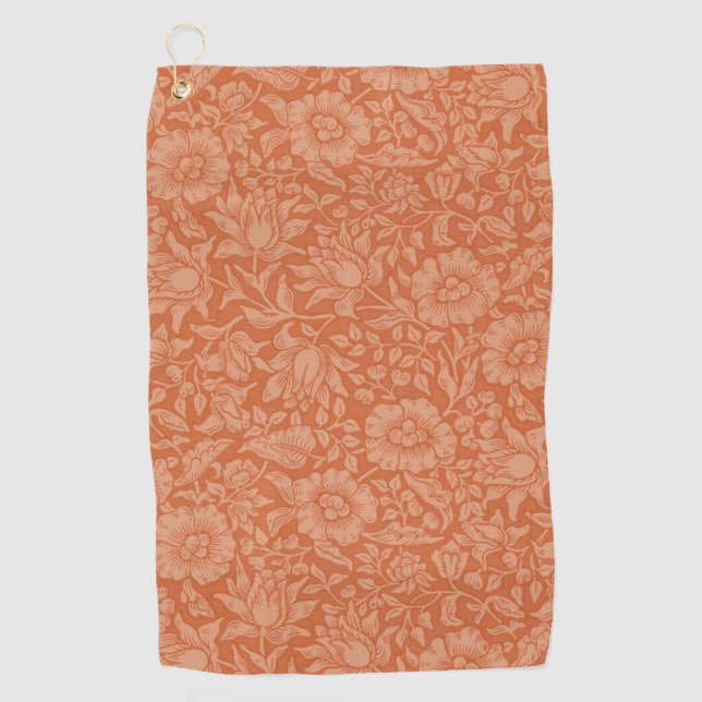 William Morris Mallow Floral Wallpaper Design Golf Towel (Front)