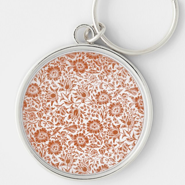 William Morris Mallow Floral Wallpaper Design Keychain (Front)