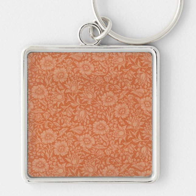 William Morris Mallow Floral Wallpaper Design Keychain (Front)