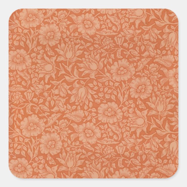 William Morris Mallow Floral Wallpaper Design Square Sticker (Front)
