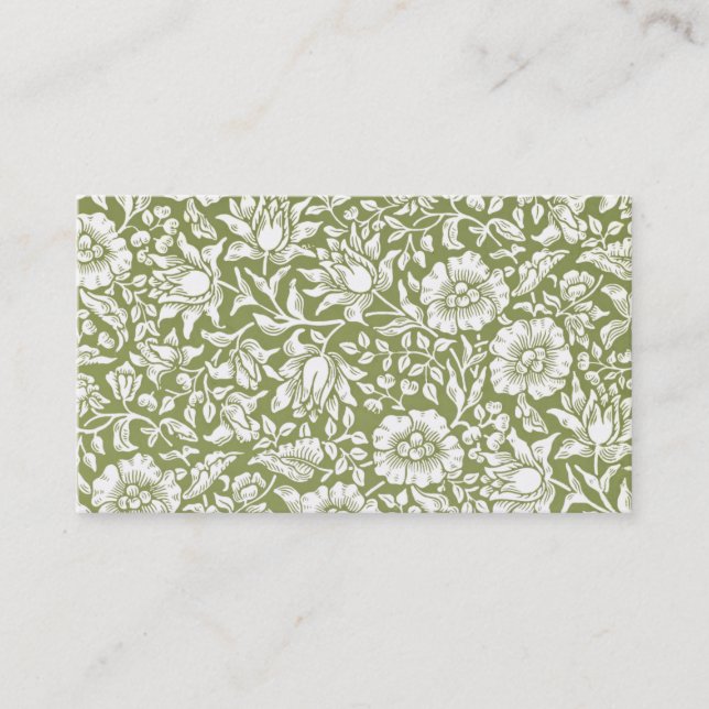 William Morris Mallow Green Pattern Business Card (Front)