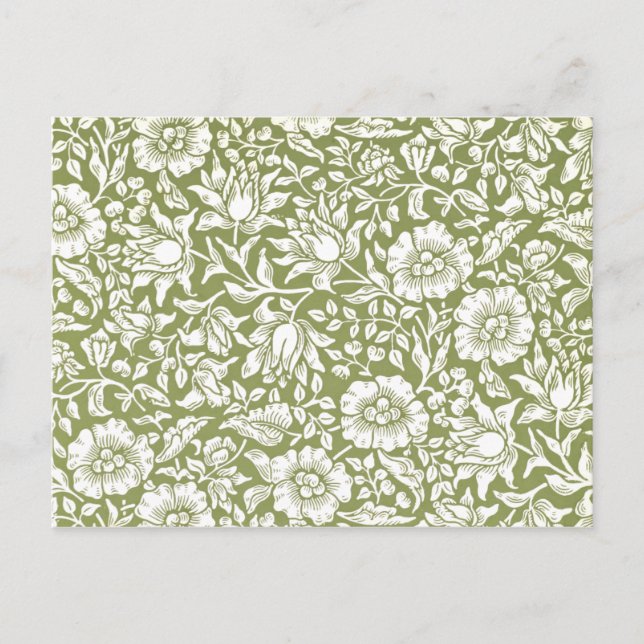 William Morris Mallow Green Pattern Postcard (Front)
