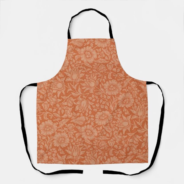 William Morris Mallow Pattern: Terracotta Floral Apron (Front)