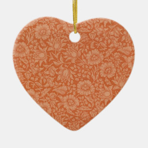 William Morris Mallow Pattern: Terracotta Floral Ceramic Ornament