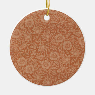 William Morris Mallow Pattern: Terracotta Floral Ceramic Ornament