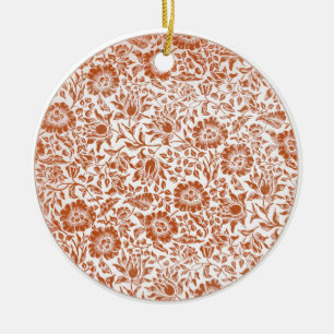 William Morris Mallow Pattern: Terracotta Floral Ceramic Ornament