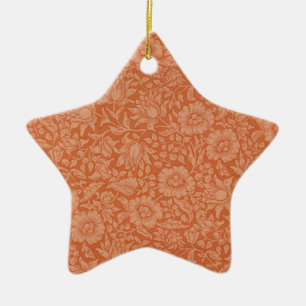 William Morris Mallow Pattern: Terracotta Floral Ceramic Ornament