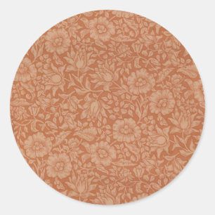 William Morris Mallow Pattern: Terracotta Floral Classic Round Sticker