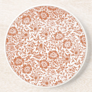 William Morris Mallow Pattern: Terracotta Floral Coaster