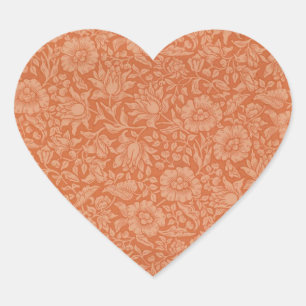 William Morris Mallow Pattern: Terracotta Floral Heart Sticker