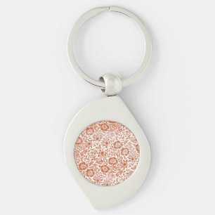 William Morris Mallow Pattern: Terracotta Floral Keychain
