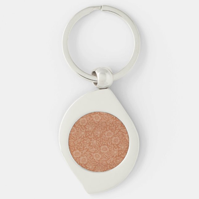 William Morris Mallow Pattern: Terracotta Floral Keychain (Front)