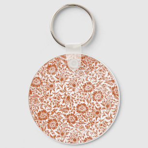 William Morris Mallow Pattern: Terracotta Floral Keychain