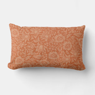 William Morris Mallow Pattern: Terracotta Floral Lumbar Pillow