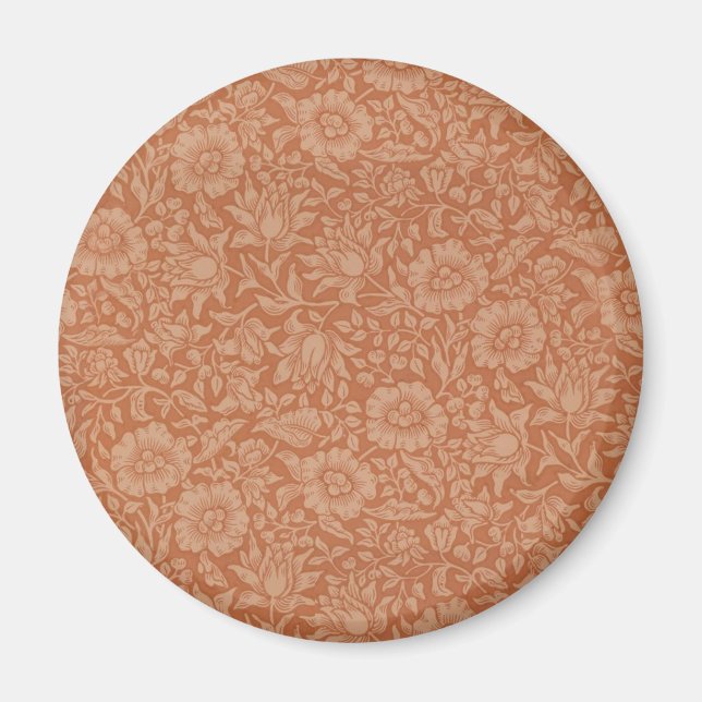 William Morris Mallow Pattern: Terracotta Floral Magnet (Front)