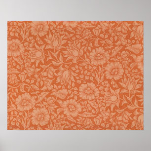 William Morris Mallow Pattern: Terracotta Floral Poster