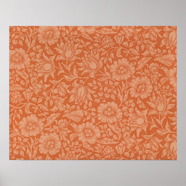 William Morris Mallow Pattern: Terracotta Floral Poster (Front)