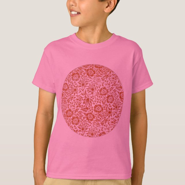 William Morris Mallow Pattern: Terracotta Floral T-Shirt (Front)