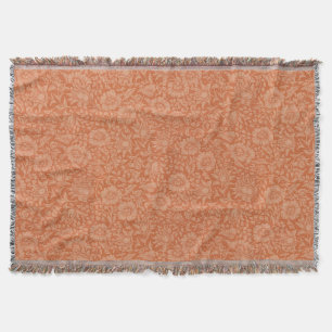 William Morris Mallow Pattern: Terracotta Floral Throw Blanket