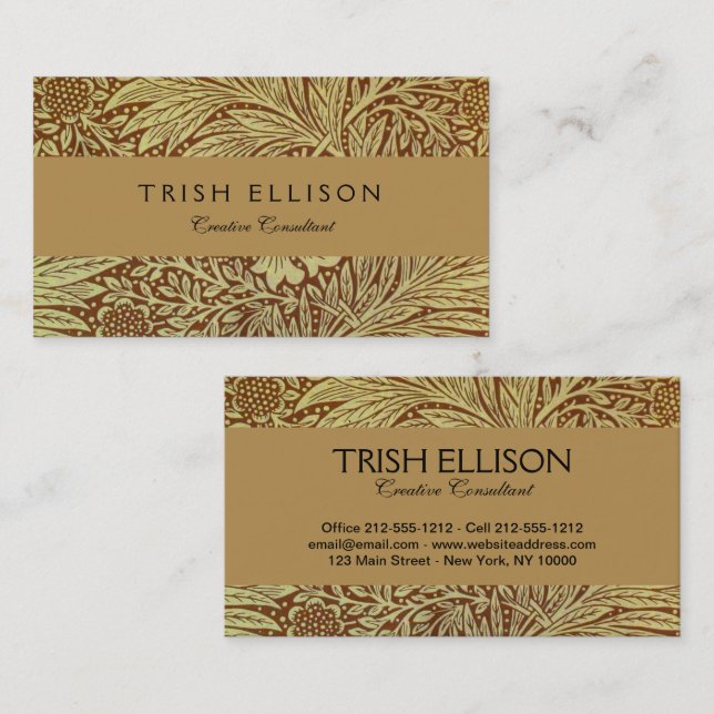 William Morris Marigold Antique Flower Pattern Business Card (Front/Back)