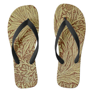 William Morris Marigold Antique Flower Pattern Flip Flops