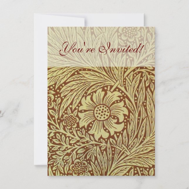 William Morris Marigold Antique Flower Pattern Invitation (Front)